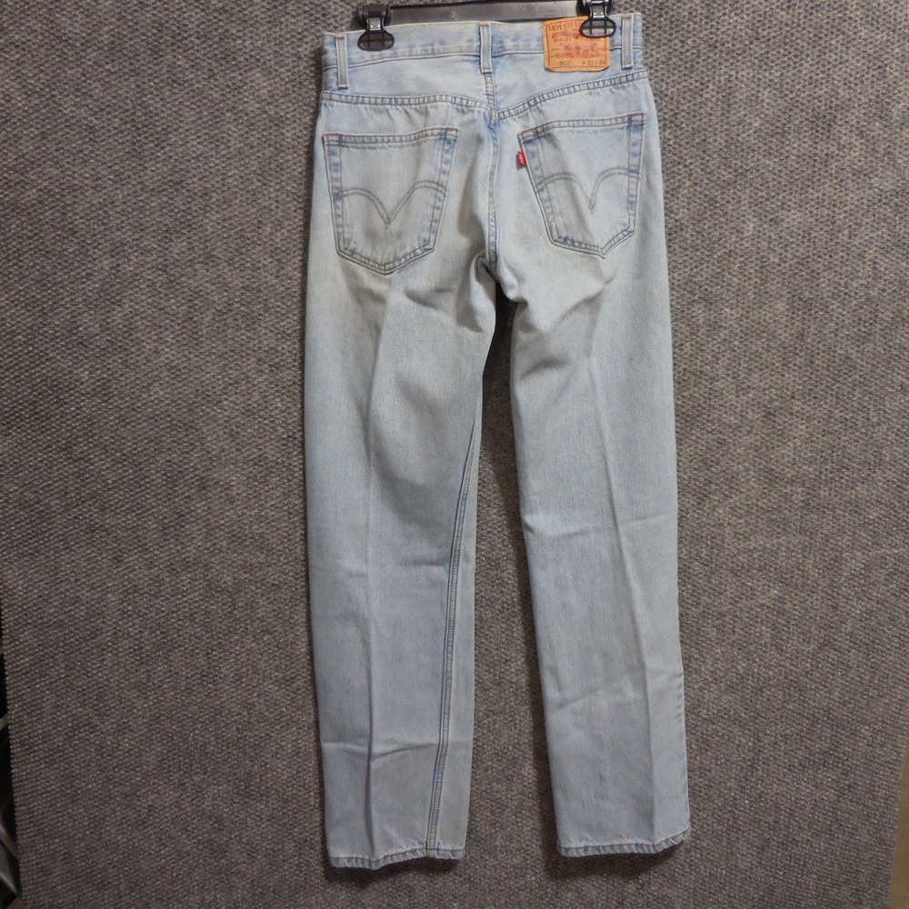 Levis 505 Regular Fit Jeans Mens 32x34 Light Wash Blue Denim Straight Leg 00505
